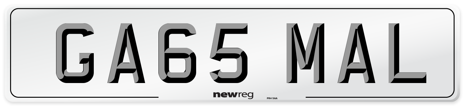 GA65 MAL Number Plate from New Reg